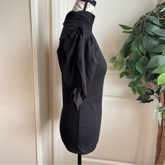 Mandee Pleated Half Sleeves Turtleneck Top Black Sz M - Picture 8 of 16